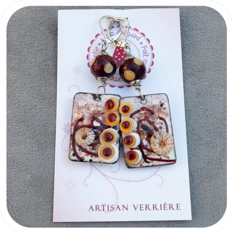 boucles d'oreille verre et émaux boucles d'oreille verre et émaux