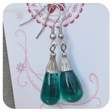 boucle oreilles goutte de verre filé